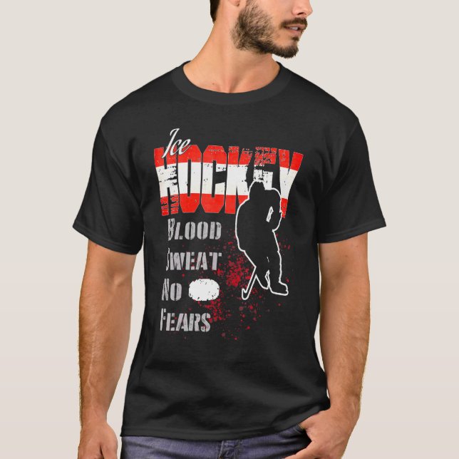 Austria Supporter Blood Sweat No Fears Ice Hockey T-Shirt (Front)