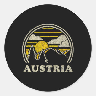 Austria T Shirt Vintage Hiking Mountains Tee  Classic Round Sticker
