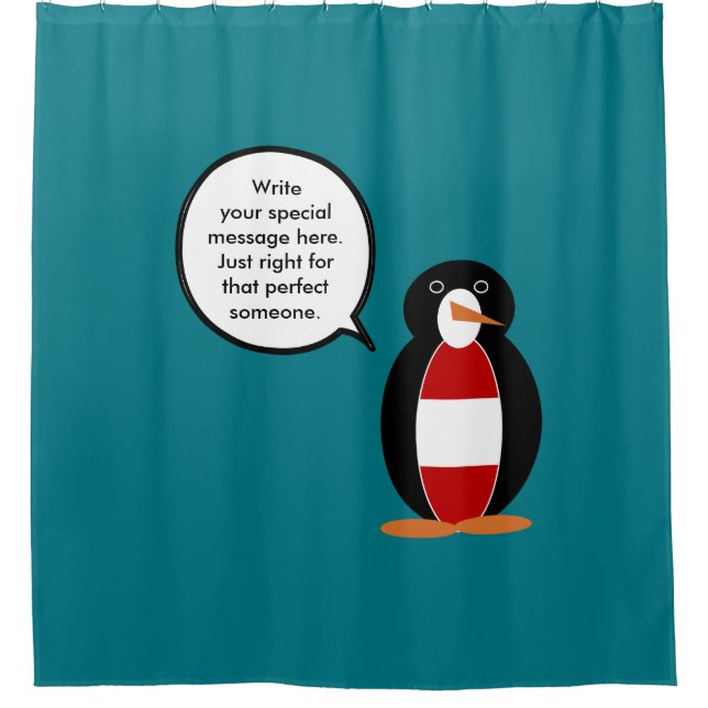 Austria Talking Ms Penguin Personalised  Shower Curtain (Front)