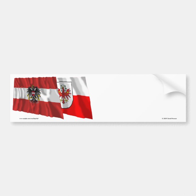 Austria & Tirol Waving Flags Bumper Sticker (Front)