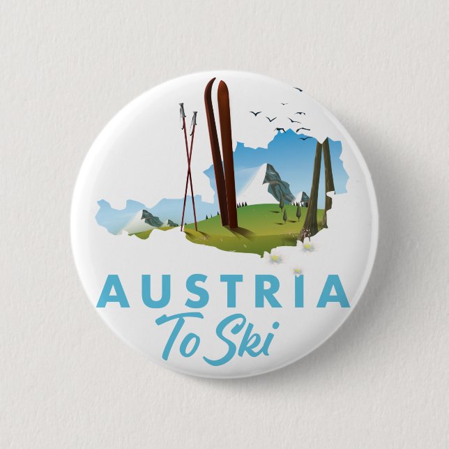 Austria to ski. poster 6 cm round badge (Front)