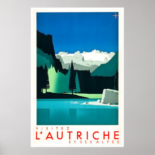 Austria Travel Poster The Alps Art Austrian Print