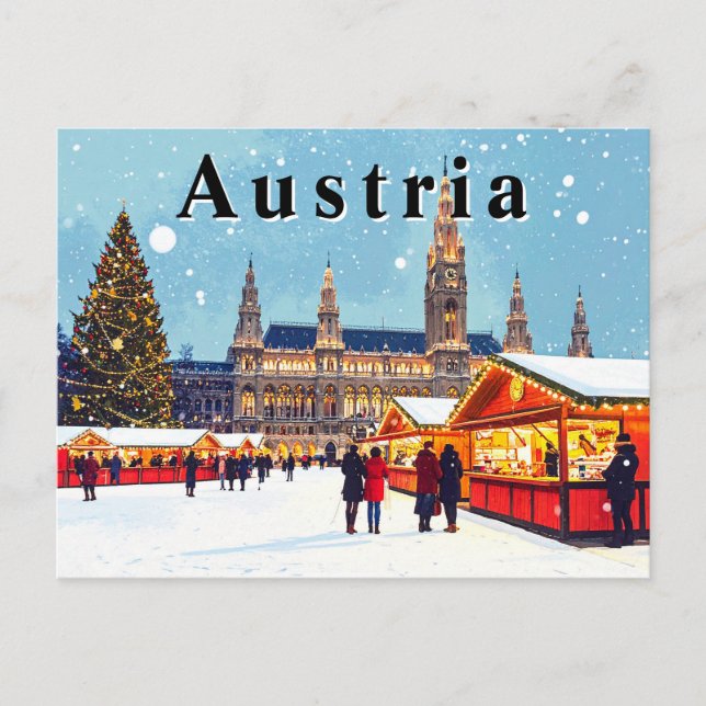 Austria Vienna Rathaus Winter Christmas Market Postcard (Front)
