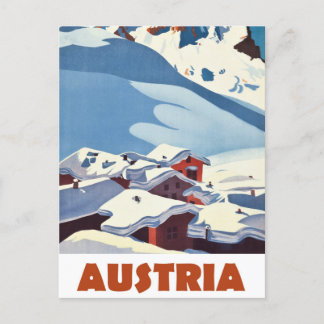 Austria, Village covered with snow,  Postcard