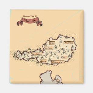 Austria Vintage Illustrated map Magnet