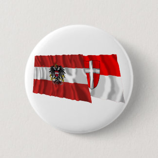 Austria & Wien Waving Flags 6 Cm Round Badge