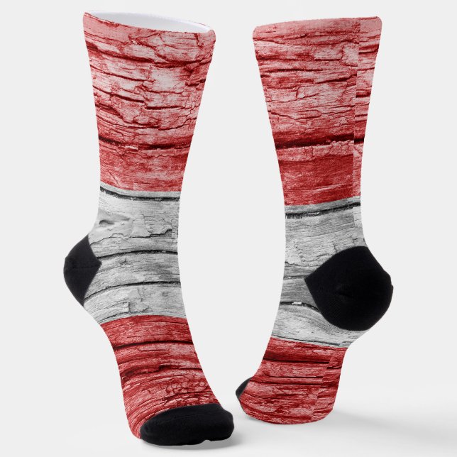 Austria wooden flag socks (Angled)