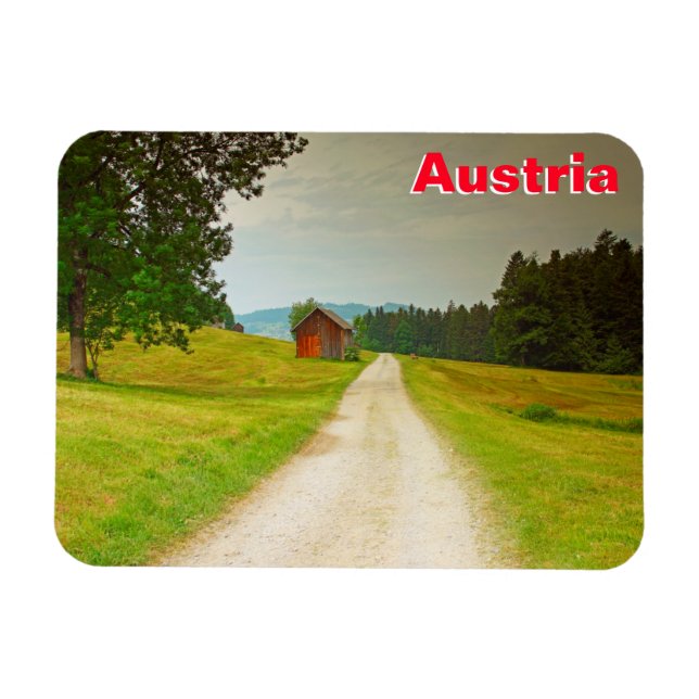 Austria wooden hut and path magnet (Horizontal)