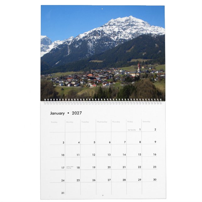 Austrian Alps Calendar (Jan 2027)