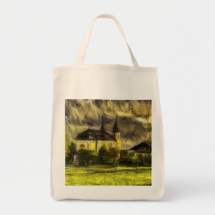 Austrian Alps Church Van Gogh Tote Bag