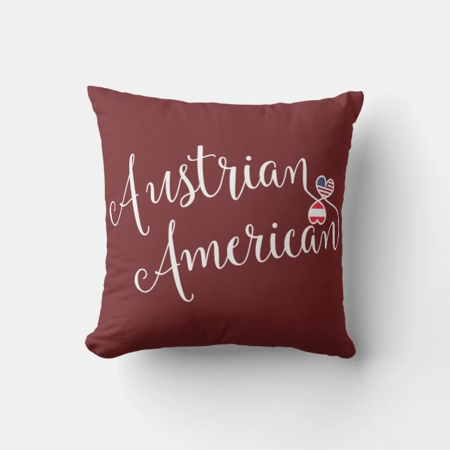 Austrian American Entwined Hearts Throw Cushion (Front)