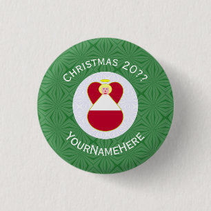 Austrian Angel Christmas Flag Personalised 3 Cm Round Badge