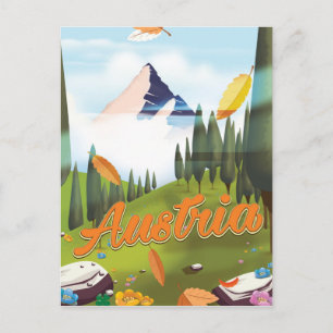 Austrian cartoon travel poster postcard