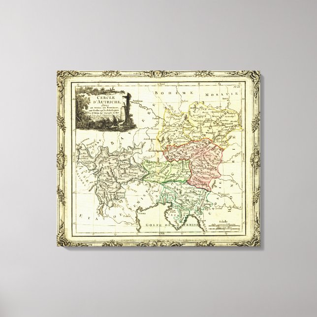 Austrian Circle of the Holy Roman Empire Map Canvas Print (Front)