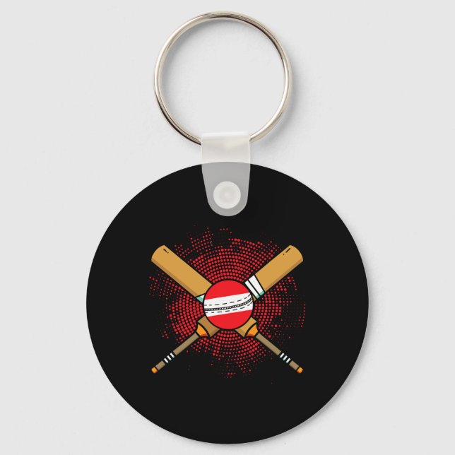 Austrian Cricket Racket And Ll Flag Of Austria  Key Ring (Front)