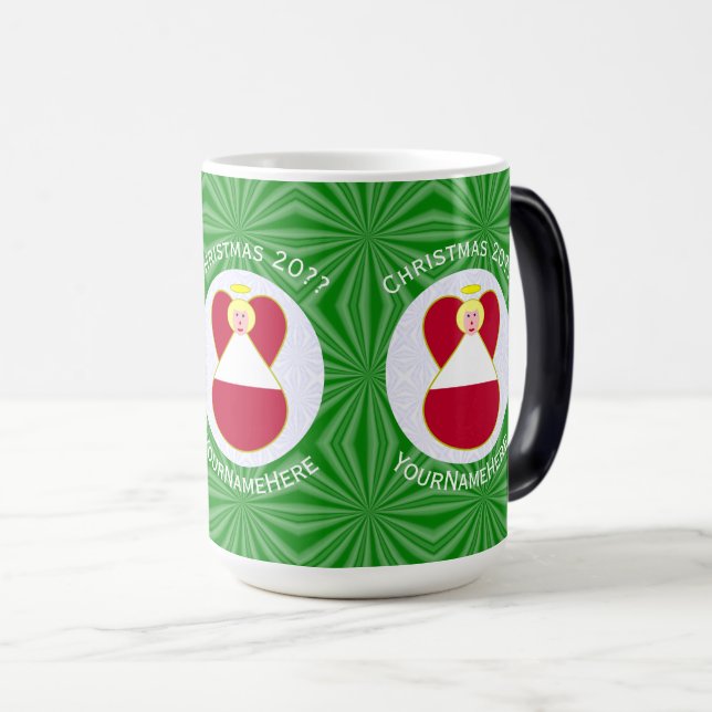 Austrian Flag Angel Christmas Personalised  Magic Mug (Front Right)