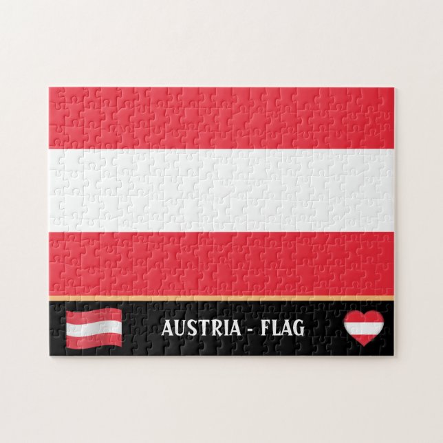 Austrian Flag & Austrian country / Austria Jigsaw Puzzle (Horizontal)