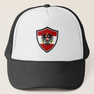 Austrian flag-coat arms trucker hat