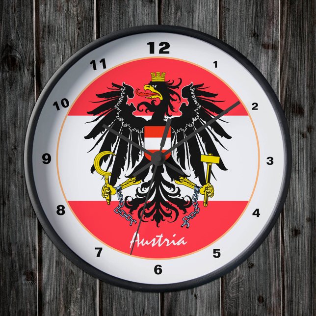 Austrian Flag, Eagle & Austria fashion /design Round Clock (Creator Uploaded)