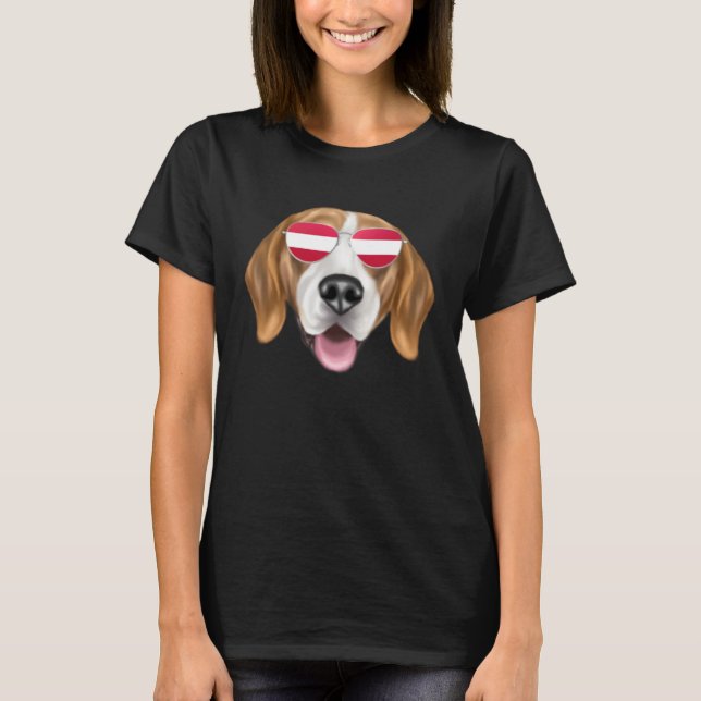 Austrian Flag Harrier Dog Austria Pocket T-Shirt (Front)