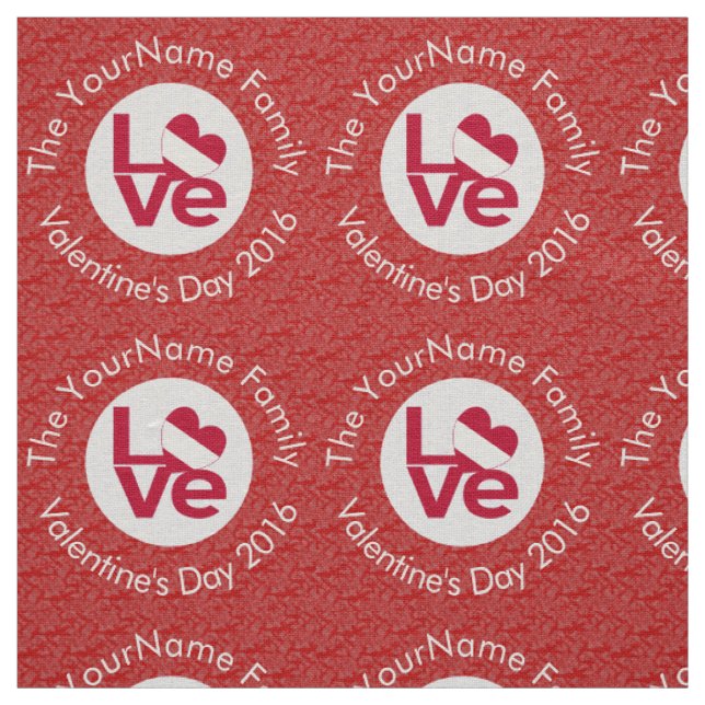 Austrian Flag Heart LOVE Red Personalised Text  Fabric (Swatch)