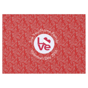 Austrian Flag Heart LOVE Red Personalised Text  Tablecloth