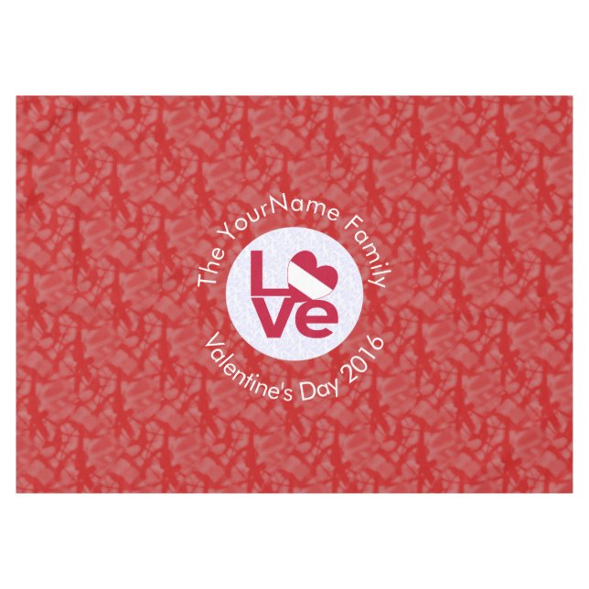 Austrian Flag Heart LOVE Red Personalised Text  Tablecloth (Front (Horizontal))