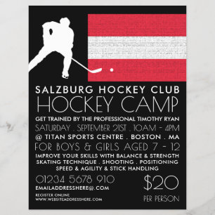 Austrian Flag, Hockey Player, Camp Advertising Flyer