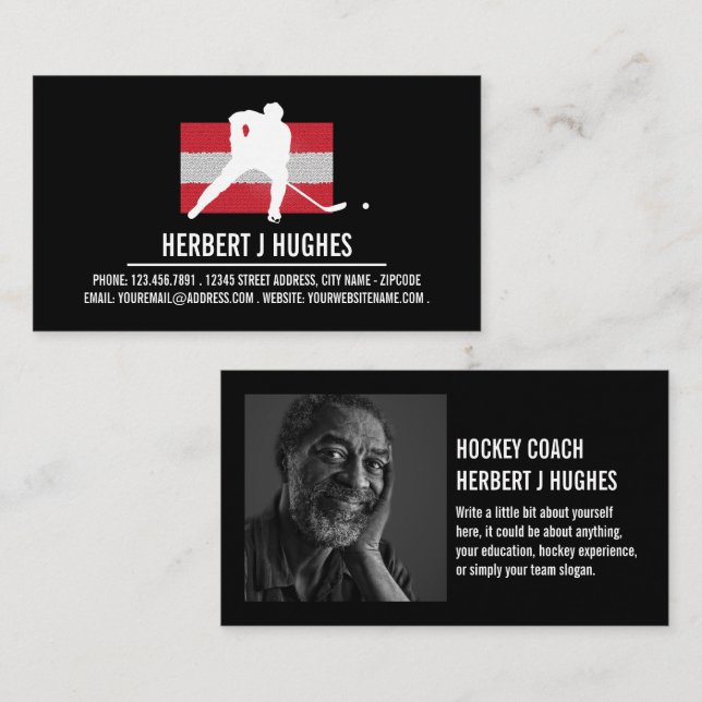 Austrian Flag, Hockey Player, Hockey Coach Photo Business Card (Front/Back)