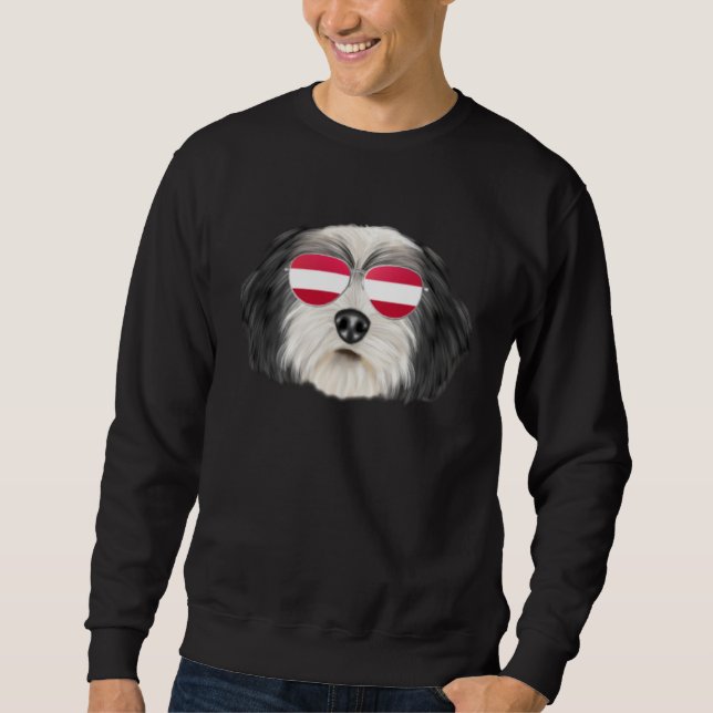 Austrian Flag Polish Lowland Sheepdog Dog Austria  Sweatshirt (Front)