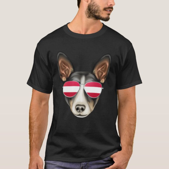 Austrian Flag Rat Terrier Dog Austria Pocket T-Shirt (Front)