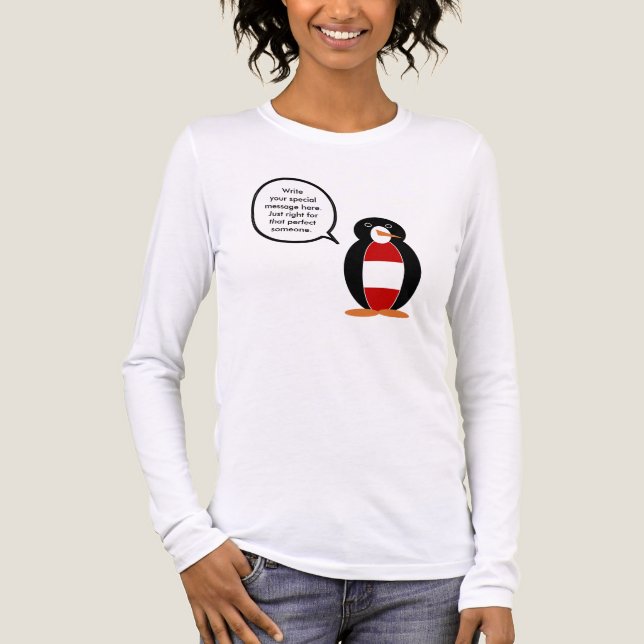 Austrian Flag Talking Ms Penguin Personalised  Tri-Blend Shirt (Front)