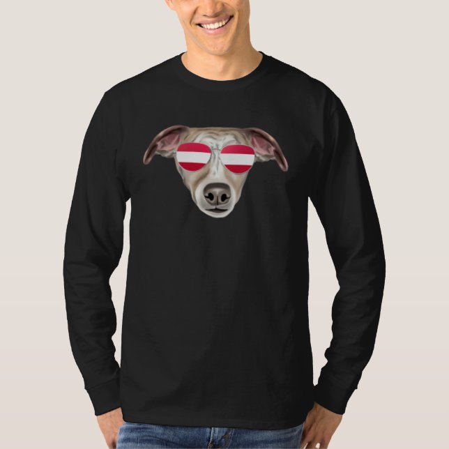Austrian Flag Whippet Dog Austria Pocket T-Shirt (Front)