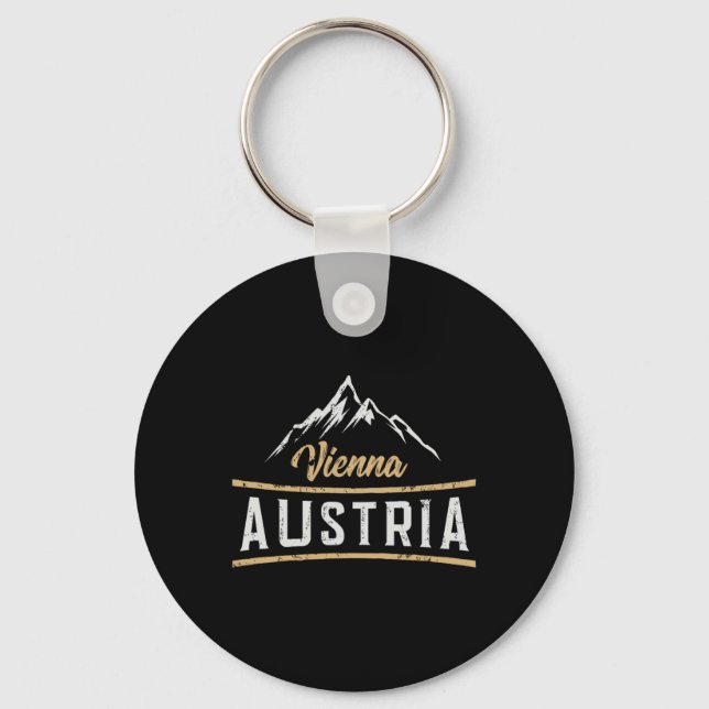 Austrian Gift Shirts Ltd Vienna Austria Retro Vaca Key Ring (Front)
