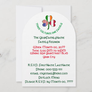 Austrian Irish American Shamrock Family Reunion Invitation