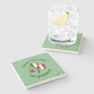 Austrian Irish American Shamrock Flag Personalised Stone Coaster