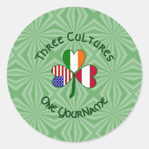 Austrian Irish American Shamrock Personalised  Classic Round Sticker