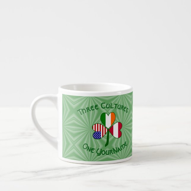 Austrian Irish American Shamrock Personalised  Espresso Cup (Left)