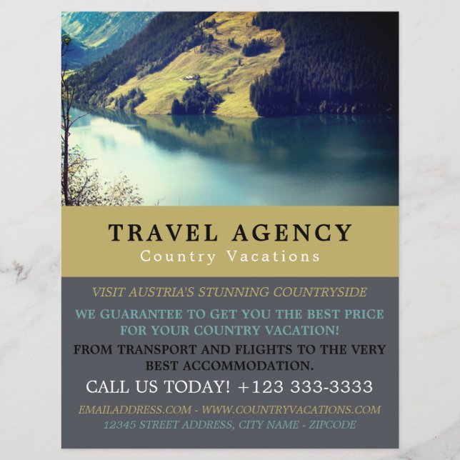Austrian Lake, Travel Agency Advertising Flyer (Front)