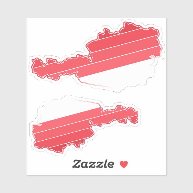 Austrian Map With Gradient Flag Colours (Sheet)