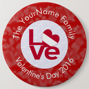 Austrian Red Letter LOVE Flag Personalised  6 Cm Round Badge
