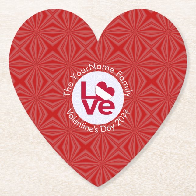 Austrian Red Letter LOVE Flag Personalised  Paper Coaster (Front)