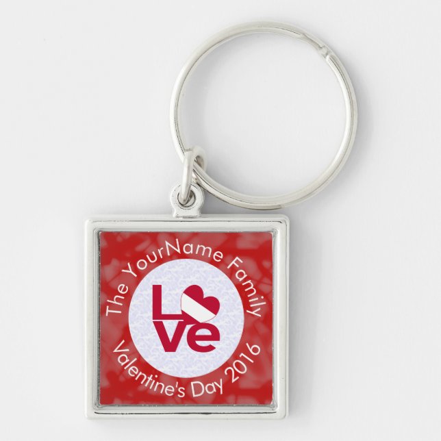 Austrian Red Letter LOVE Flag Personalized  Key Ring (Front)