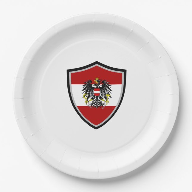 Austrian shield flag-coat of arms paper plate (Front)