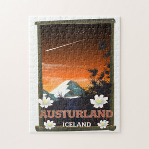 Austurland iceland travel poster jigsaw puzzle
