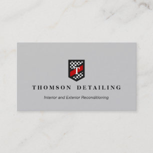 AutBody Repair Chequered Flag Shield Monogram Business Card