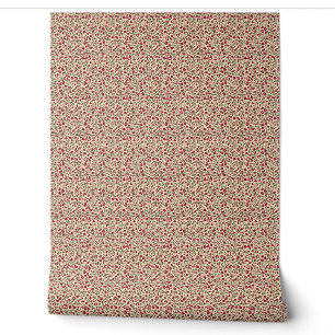 Authentic 1940s Muted Burgundy Floral Sprig Wallpaper