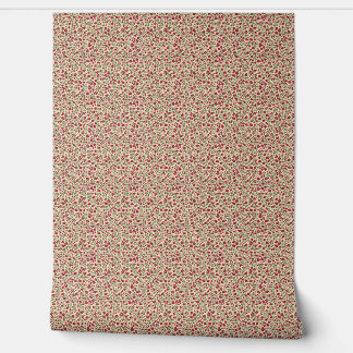 Authentic 1940s Muted Burgundy Floral Sprig Wallpaper