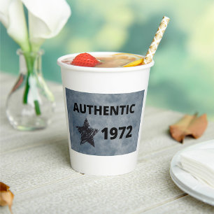 Authentic 1972 Vintage Star Retro Birthday Design  Paper Cups