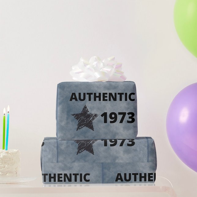 Authentic 1973 Vintage Birthday with Grunge Star  Wrapping Paper (Creator Uploaded)